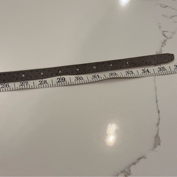 J. Crew Gray Suede Leather Sparkle Belt Womens S Studded Y2K 90s Thin Rivets - Picture 13 of 14